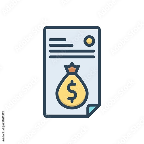 Color illustration icon for fee