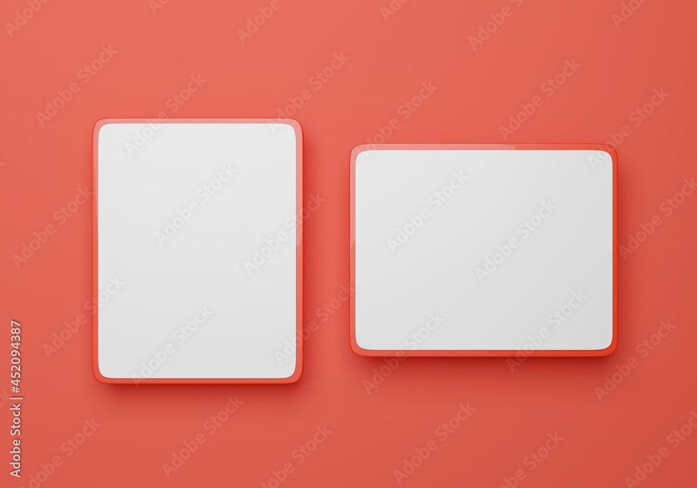 Red tablet top view Red tablet top view