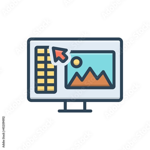 Color illustration icon for editing