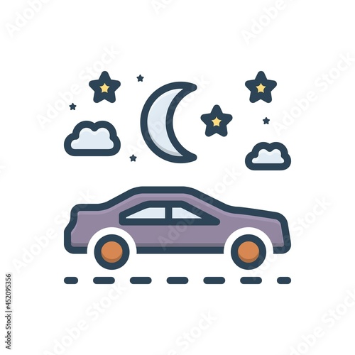 Color illustration icon for overnight