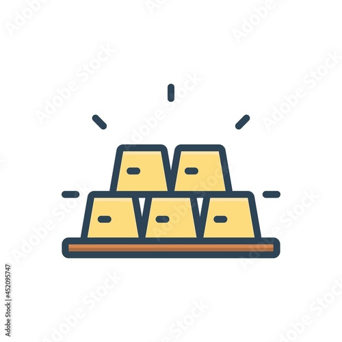 Color illustration icon for gold ingots