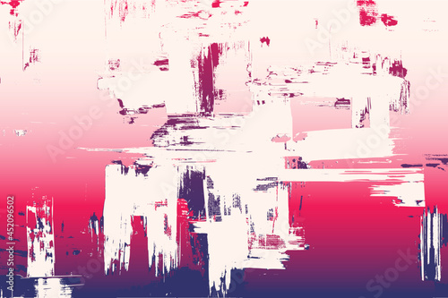 Pink paint strokes artwork, painting on canvas. Dirty oil, acrylic painted art, vector texture. Abstract grungy background