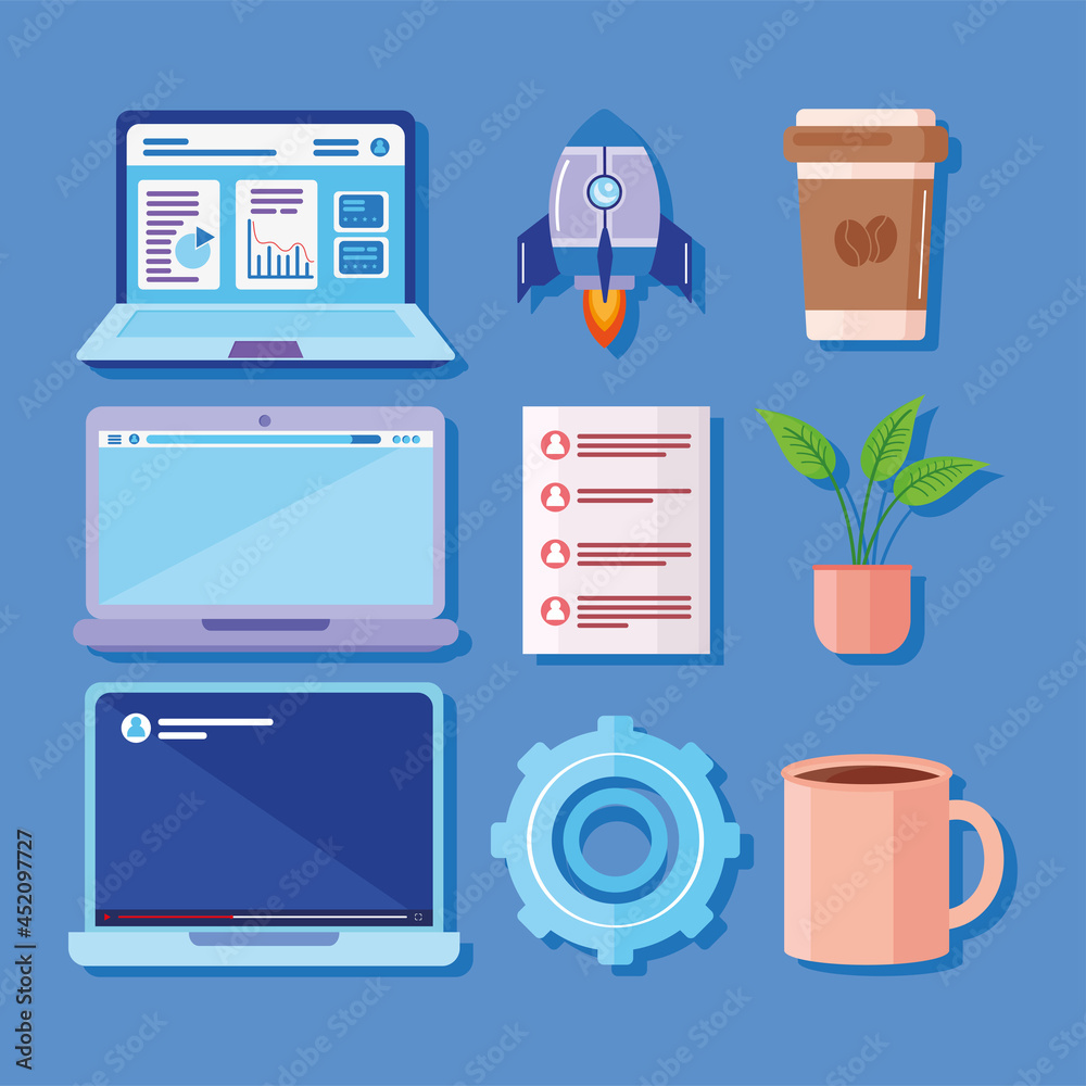 nine computers technology icons