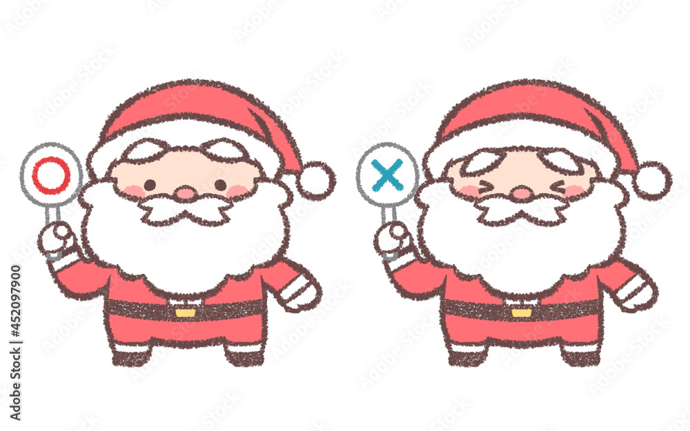 正解札と不正解札を持つサンタクロースのセット 正解札と不正解札を持つサンタクロースのセット