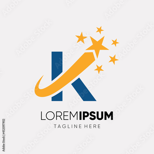 Letter K Star Logo Design Vector Icon Graphic Illustration 