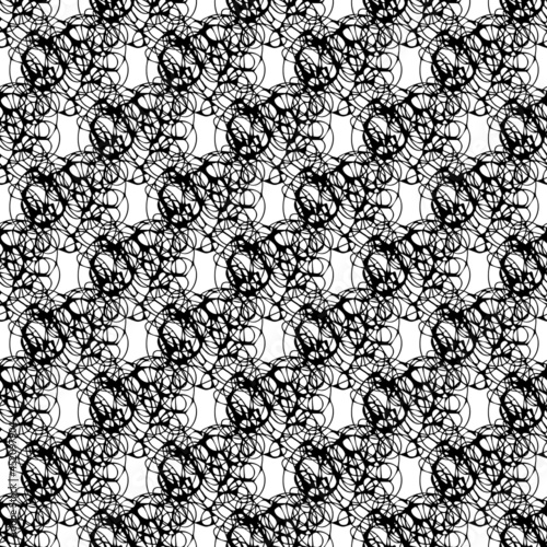 Abstract doodle black and white seamless pattern.