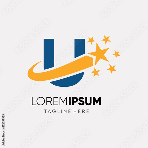 Letter U Star Logo Design Vector Icon Graphic Illustration 
