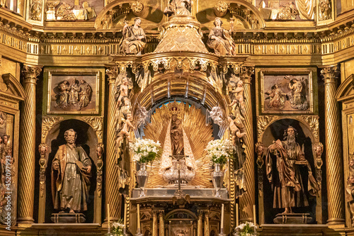 Ponferrada  Spain. Statue of the Virgen of La Encina inside the Basilica of La Encina  a Renaissance and Baroque Christian church  patron saint