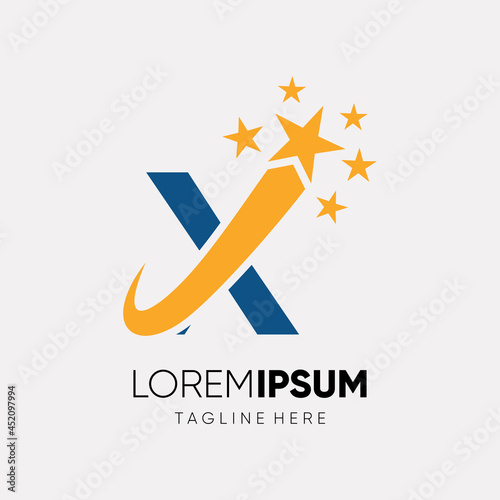 Letter X Star Logo Design Vector Icon Graphic Illustration 