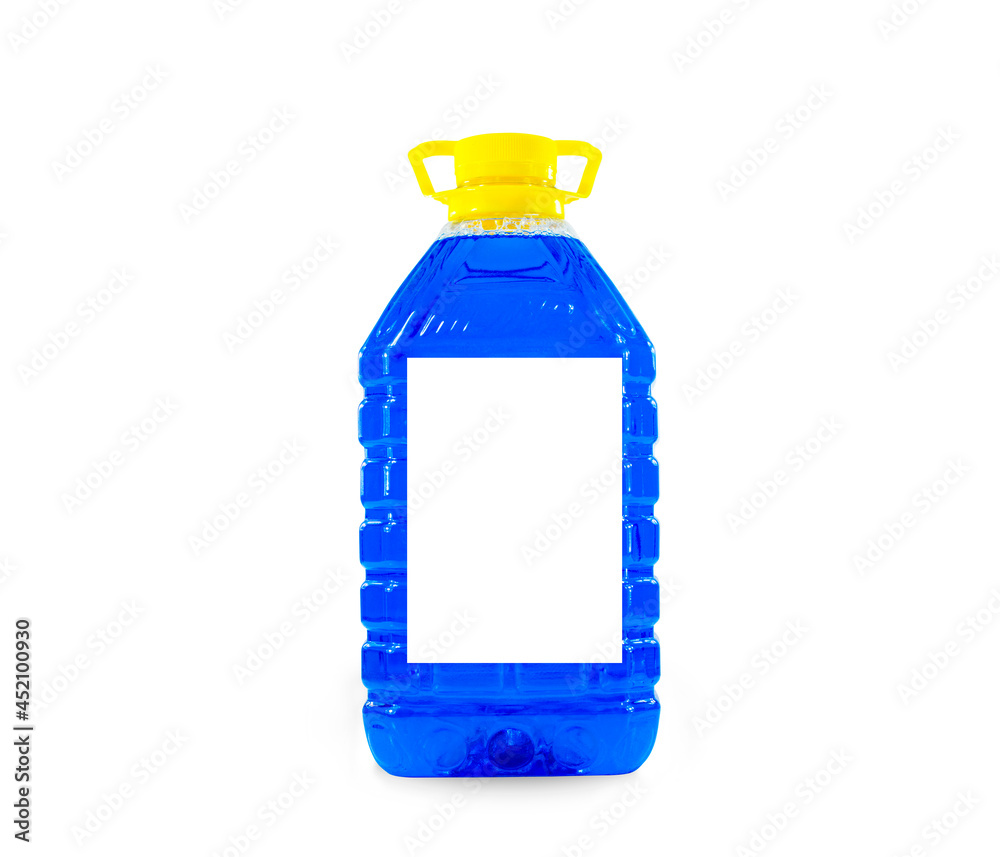 Botella de plastico grande liquido azul tapa amarilla packaging Botella de plastico grande liquido azul tapa amarilla packaging