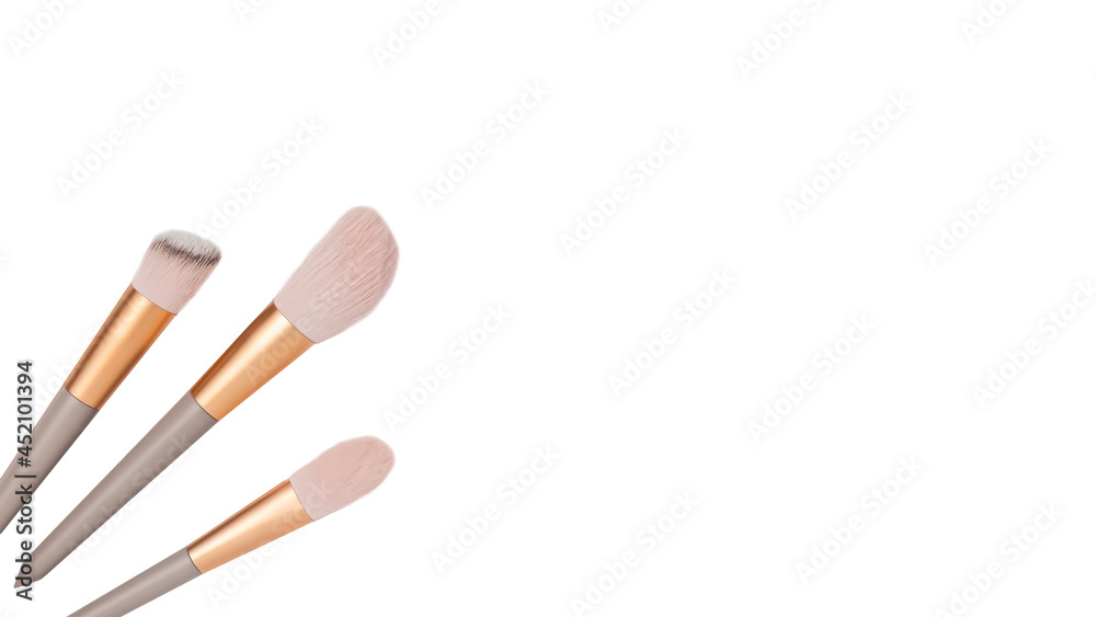 Makeup brushes isolated on white background. Copy space Makeup brushes isolated on white background. Copy space
