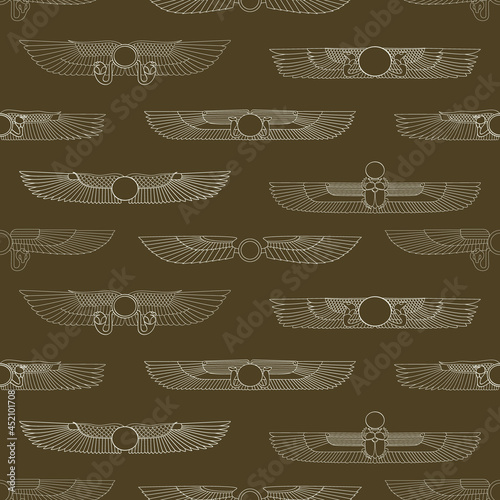 Seamless pattern with ancient egyptian symbol Winged sun for your project