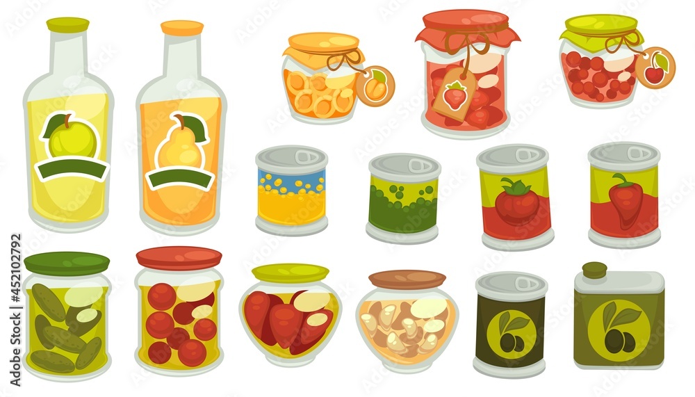 Pickles and marinated veggies, juices in jars Pickles and marinated veggies, juices in jars