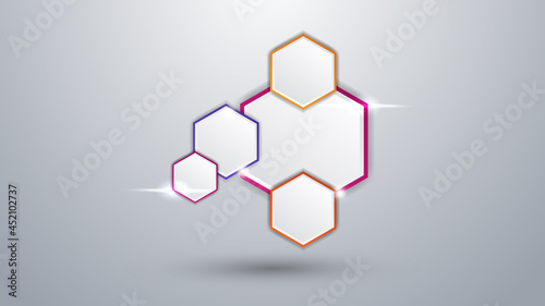 Vector circle arrows hexagon infographics set. 3, 4, 5, 6 options, parts, steps. Template for arrows hexagon diagram, graph, puzzle presentation and round chart. Business concept with data processes.