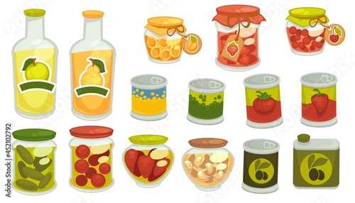 Pickles and marinated veggies, juices in jars