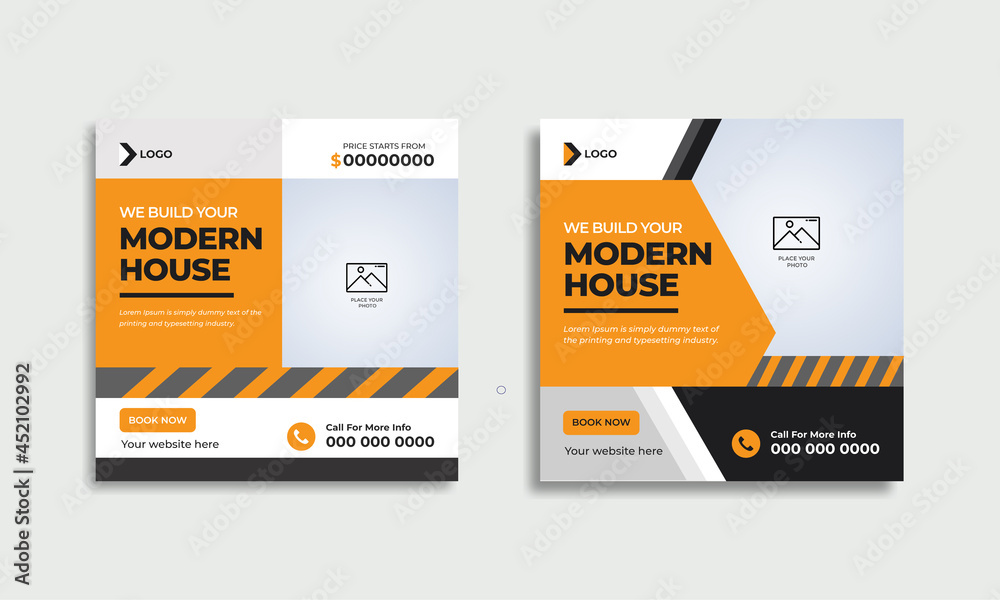 Obraz premium Modern Construction social media post design template