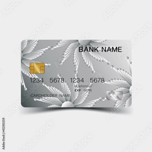 Silver credit card design. And inspiration from abstract. On white background. 