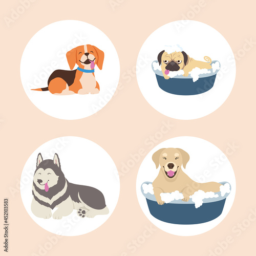 icons with cute dogs