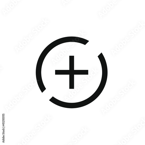 plus sign in the middle of the truncated circle