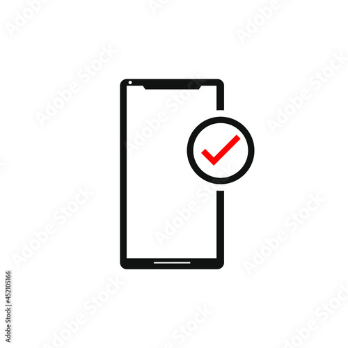 smartphone and a check mark next to it