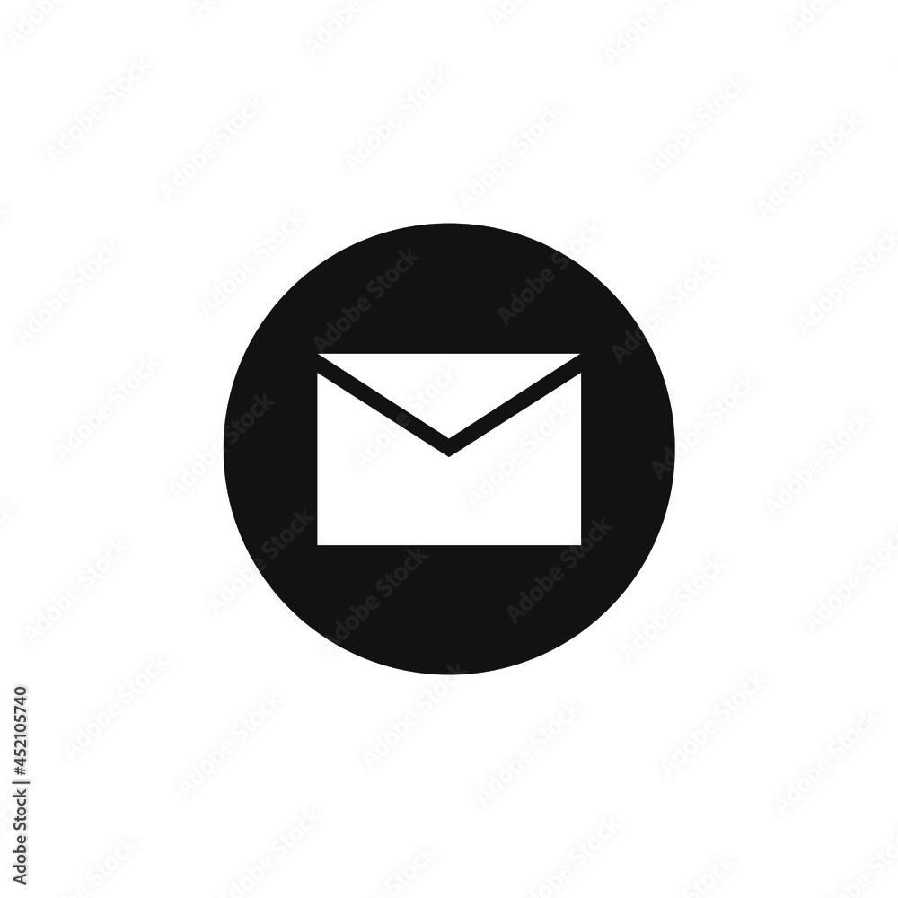 white envelope inside a black circle white envelope inside a black circle