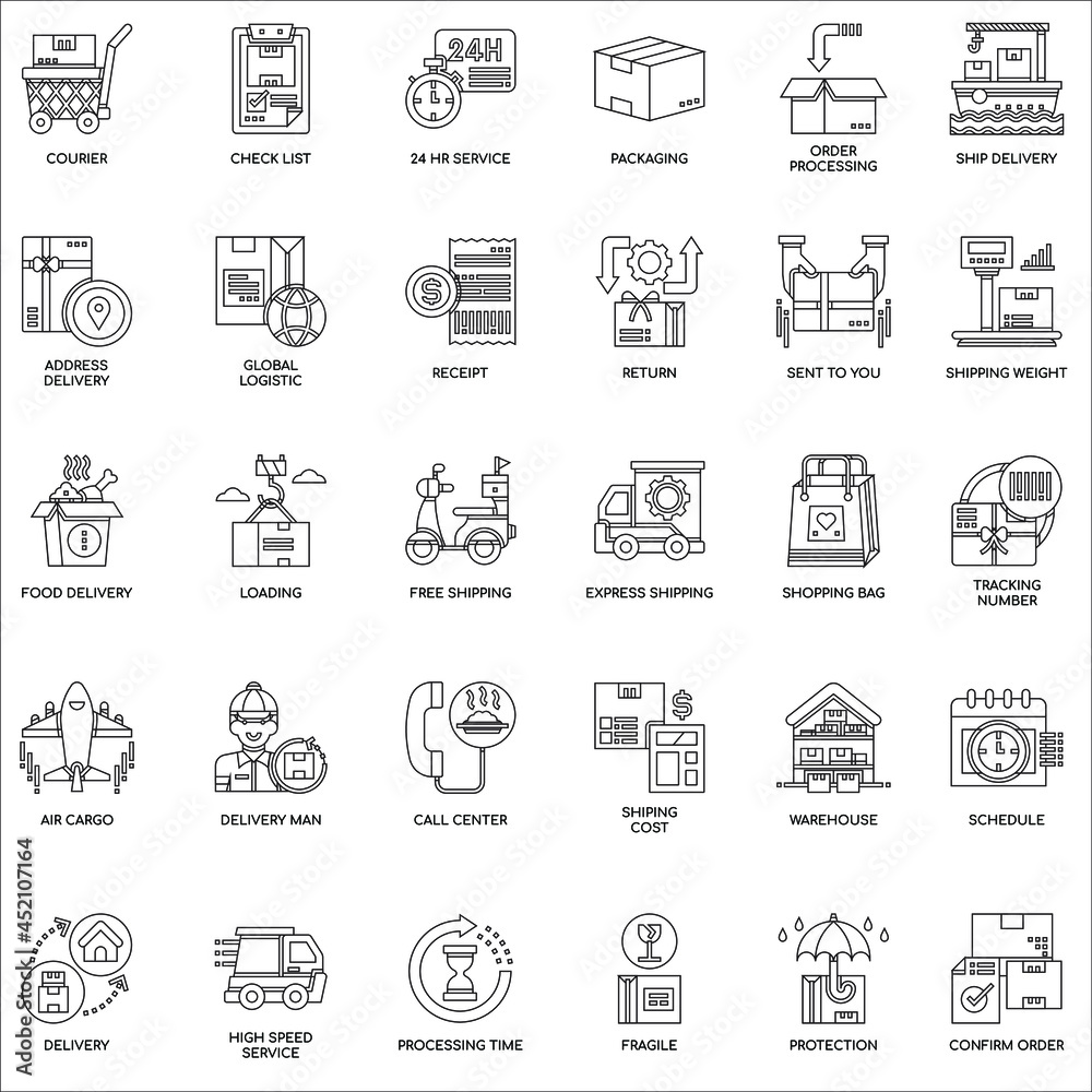 Outline Delivery collection collection icon set