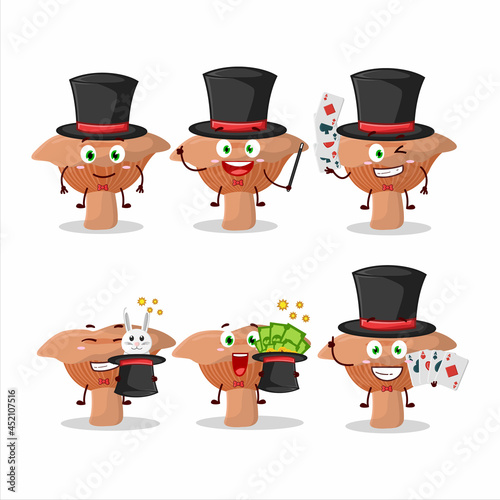 A niscalo Magician cartoon character perform on a stage