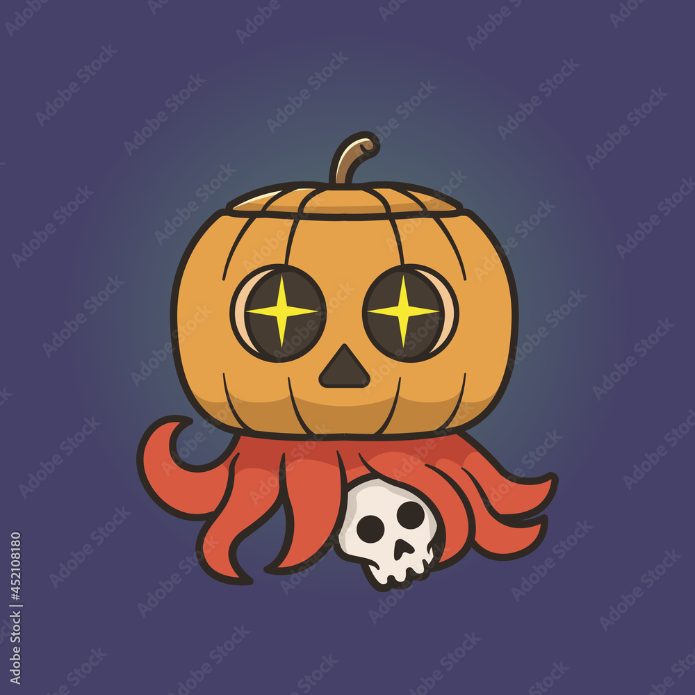 Fototapeta premium cute character octopus for holiday halloween in cartoon style