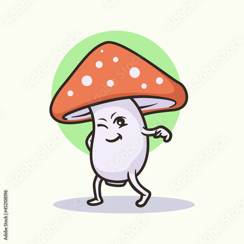 Cute cool mushroom cartoon illustration