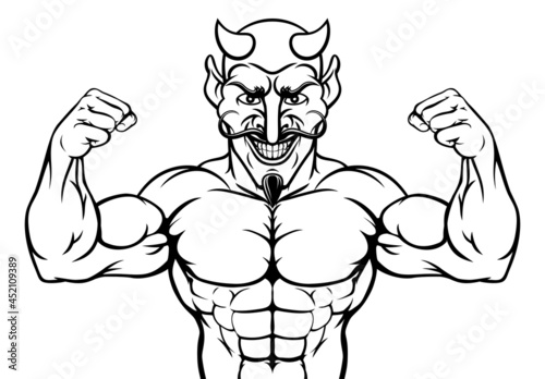 Devil Sports Mascot Cartoon Character