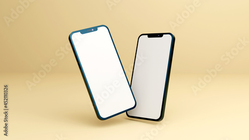 Full screen black smartphone mockup design with mobile app presentation template