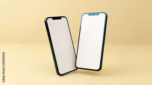 Full screen black smartphone mockup design with mobile app presentation template