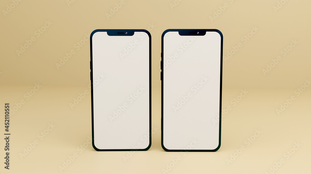 Full screen black smartphone mockup design with mobile app presentation template Full screen black smartphone mockup design with mobile app presentation template