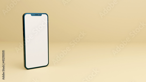 Full screen black smartphone mockup design with mobile app presentation template