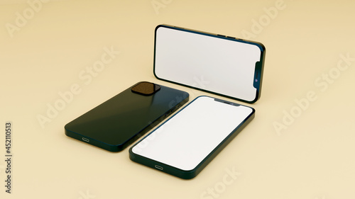 Full screen black smartphone mockup design with mobile app presentation template