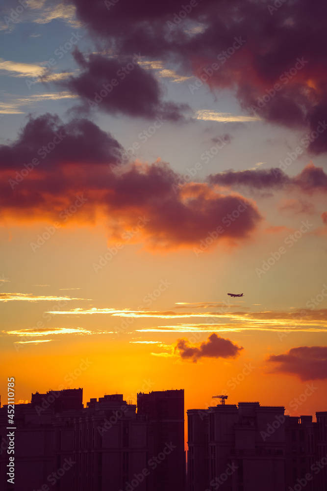 Beautiful light and dreamy clouds at dusk Beautiful light and dreamy clouds at dusk