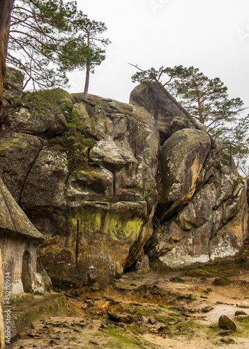 the rocks of Dovbush in Ukrainian Carpathian photo