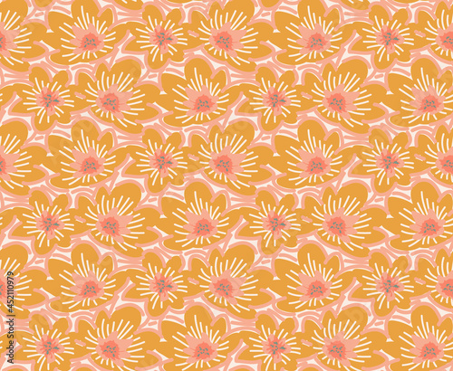 bright seamless hand drawn floral pattern   © akniramb
