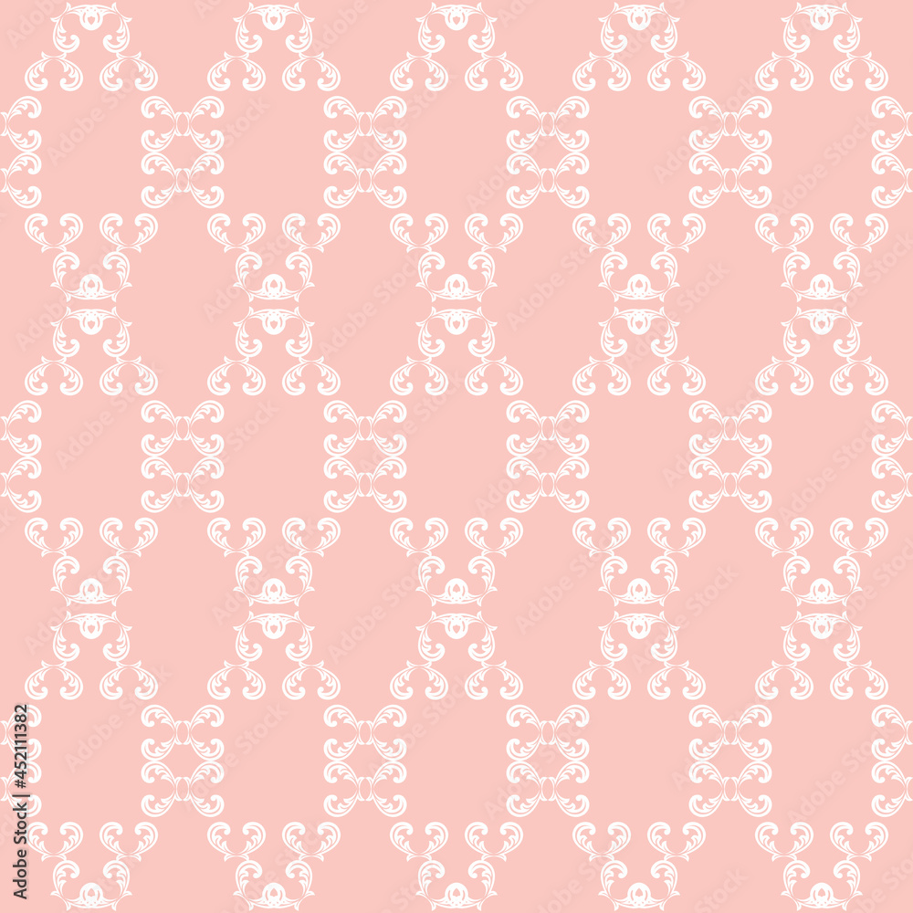 Classic seamless vector pattern. Damask orient ornament. Classic vintage pink and white background. Orient ornament for fabric, wallpapers and packaging