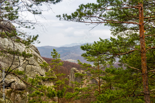 the rocks of Dovbush in Ukrainian Carpathian
