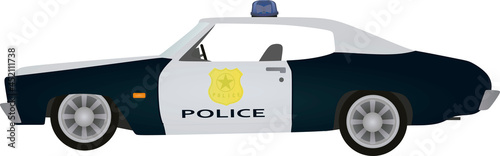Retro police car. vector illustration