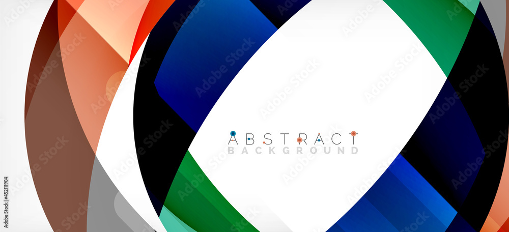 Geometric abstract background. Circle created with overlapping color shapes. Vector Illustration For Wallpaper, Banner, Background, Landing Page Geometric abstract background. Circle created with overlapping color shapes. Vector Illustration For Wallpaper, Banner, Background, Landing Page