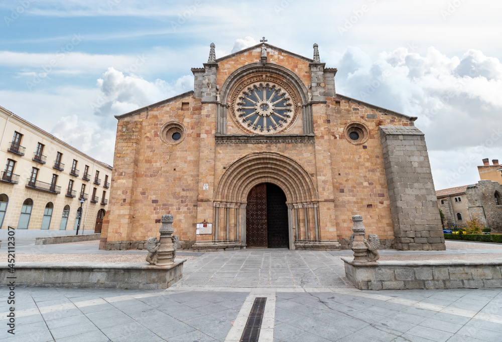 View of the church of St Peter in Avila, Spain. The church of San Pedro is a Romanesque temple located in the Spanish city of Ávila. It was declared a national monument on May 30, 1914