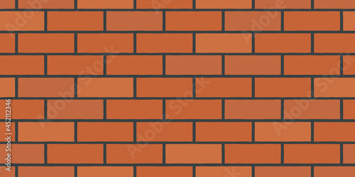 Brick. Brickwork. Seamless pattern of red-brown blocks. Vector illustration of a wall in a flat style.