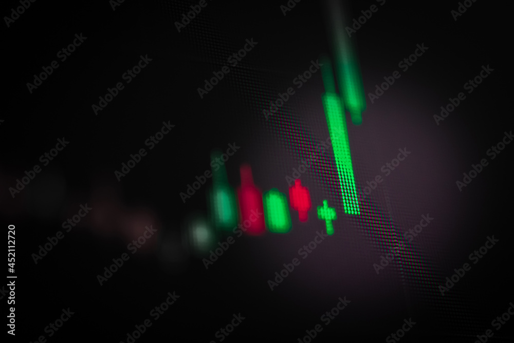 Candle stick graph chart of stock market investment trading.	

