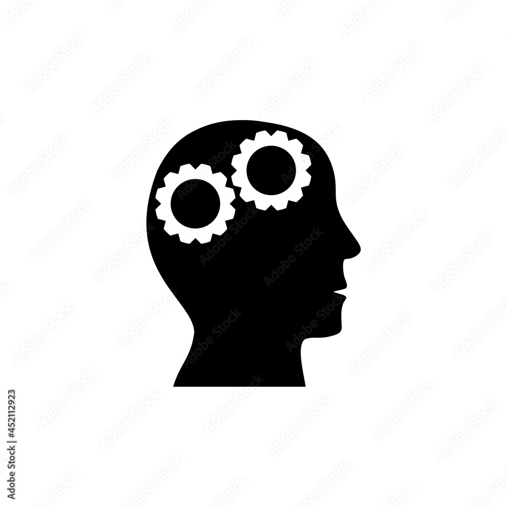 Human head with gear inside icon isolated on white background Human head with gear inside icon isolated on white background
