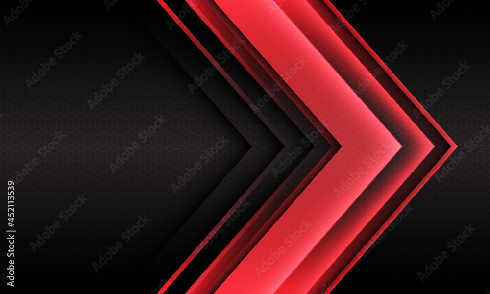 Abstract red light arrow direction geometric hexagon mesh design modern futuristic background vector Abstract red light arrow direction geometric hexagon mesh design modern futuristic background vector