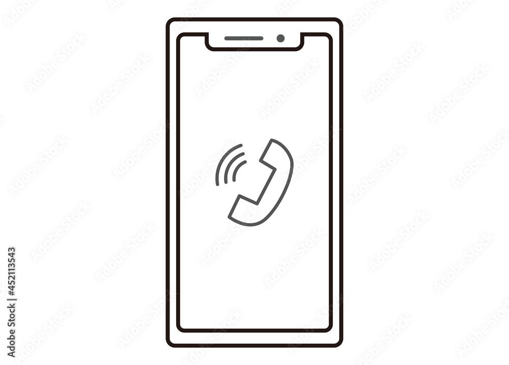 スマートフォン　ラインイラスト　電話着信のイラスト
