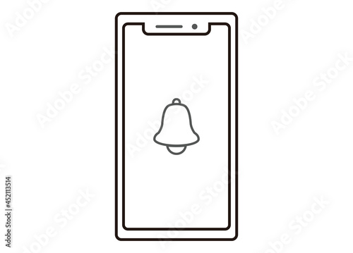 スマートフォン　アラームイメージイラスト　ラインイラスト　正面