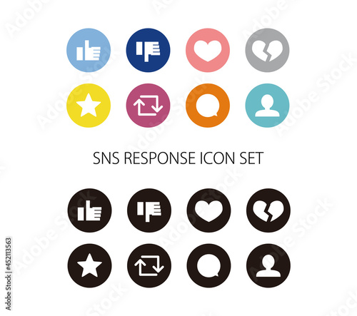 スマートフォン　SNSの反応イメージアイコンセット